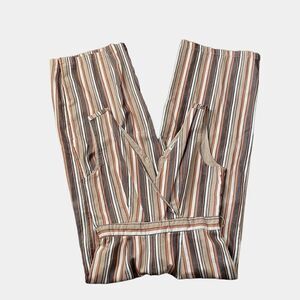 Miami Jumpsuit Cotton Tie‎ Waist Multi Color Striped Medium